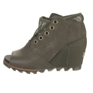 SOREL Joanie Mesh Wedge Bootie in Nori Olive Green Sz 8